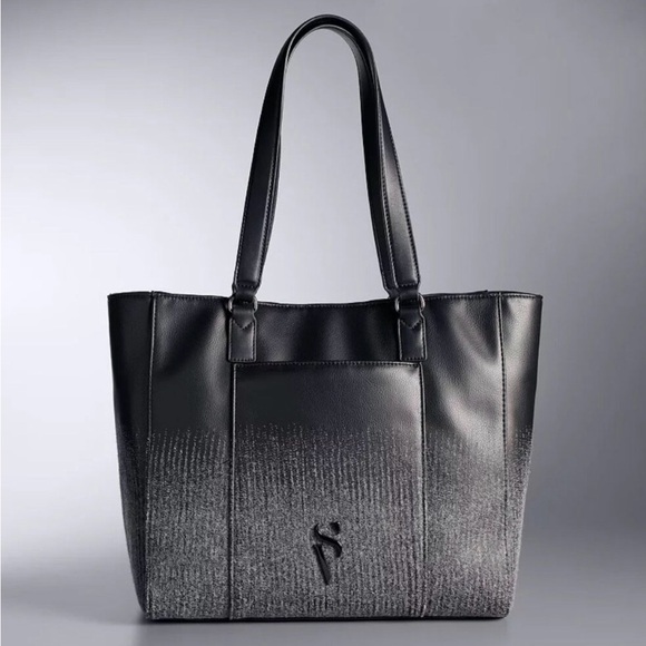 Simply Vera Vera Wang Handbags - Simply Vera Lavey Raddix vegan Leather Black and Gray Women's Tote Bag NWT